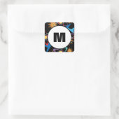 Sticker Carré Motif multicolore rétro de l'ère spatiale (Sac)