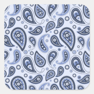 Sticker Carré Motif Paisley Bleu