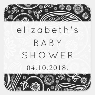 Sticker Carré Motif Paisley, Persian Paisley, Baby shower