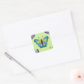 Sticker Carré Motif Papillon Patchwork sur Fond Vert (Enveloppe)