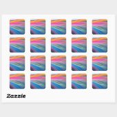 Sticker Carré motif pastel plume arc-en-ciel (Feuille)