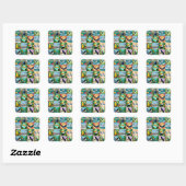 Sticker Carré Motif Patchwork Oiseaux (Feuille)