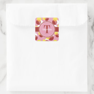 Sticker Carré Motif Pois géométrique rose chic