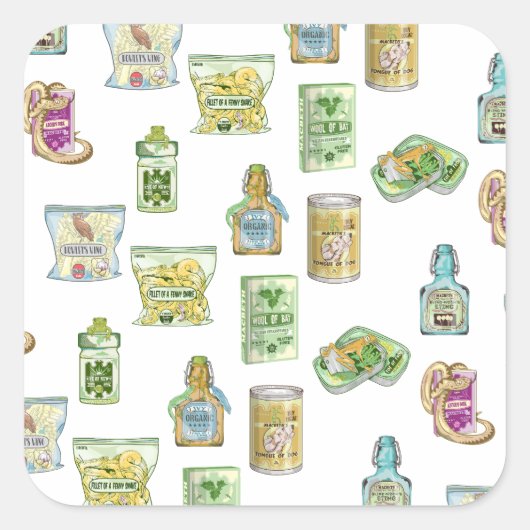 Sticker Carré Motif potion de sorcière double double (Devant)