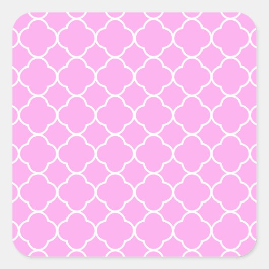 Sticker Carré Motif Quatrefoil Rose Et Blanc (Devant)
