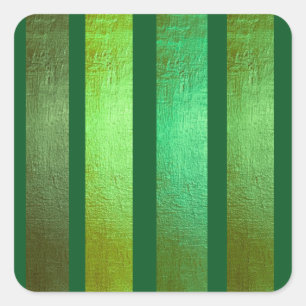 Sticker Carré Motif rayures de papier d'aluminium doré vert - Lu