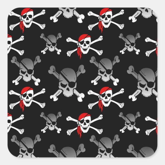 Sticker Carré Motif Rebel Pirate White Skuls et Bones (Devant)
