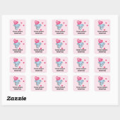 Sticker Carré Motif rose éléphant mignon (Feuille)