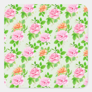 Sticker Carré Motif Roses Roses Fleurs