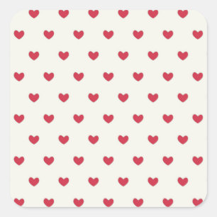 Sticker Carré Motif rouge mignon de coeurs