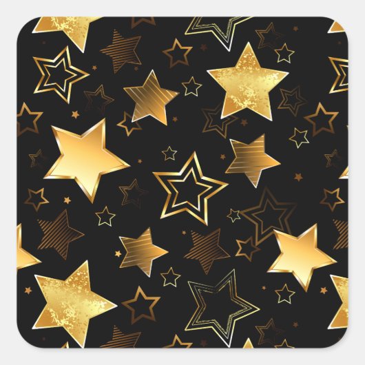 Sticker Carré Motif sans couture avec étoiles d'or (Devant)
