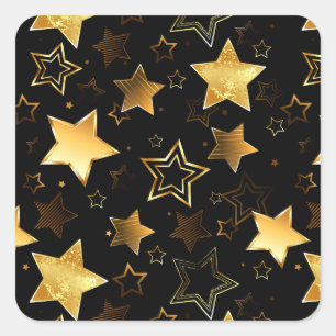 Sticker Carré Motif sans couture avec étoiles d'or