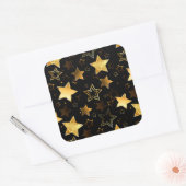 Sticker Carré Motif sans couture avec étoiles d'or (Enveloppe)