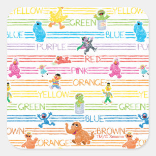 Sticker Carré Motif Sesame Pals couleur arc-en-ciel