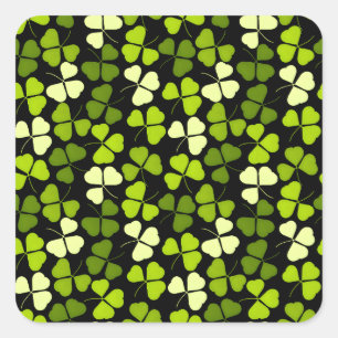 Sticker Carré Motif Shamrock foncé vert et noir