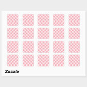 Sticker Carré Motif Tartan Rose Et Blanc (Feuille)