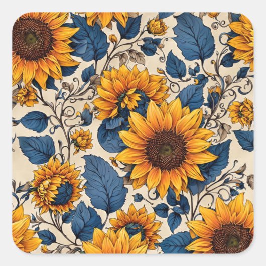 Sticker Carré Motif Tournesol Radieux  (Devant)