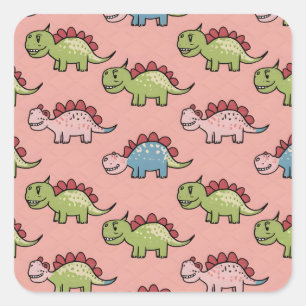 Sticker Carré Motif transparent de dinosaure mignon