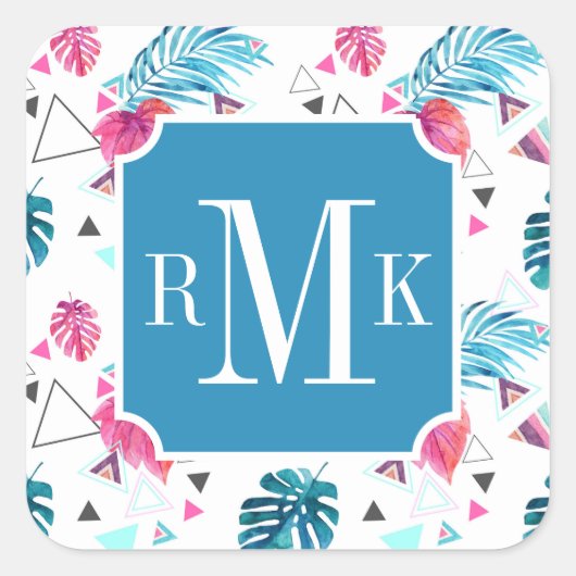 Sticker Carré Motif triangle feuille tropicale (Devant)