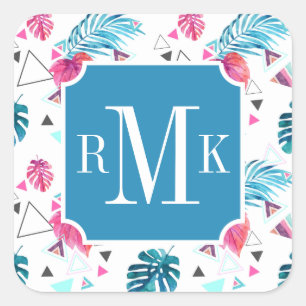 Sticker Carré Motif triangle feuille tropicale