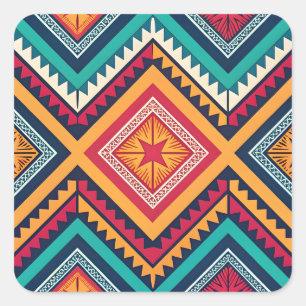 Sticker Carré Motif tribal coloré