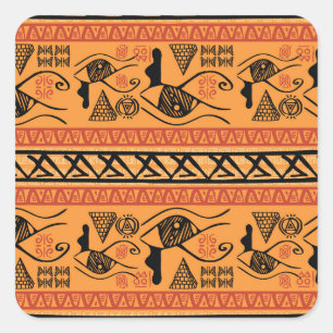 Sticker Carré Motif Vintage Tribal Égyptien À Rayures.