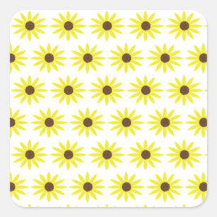 Sticker Carré Motifs de tournesol floral fleurs jaune doré