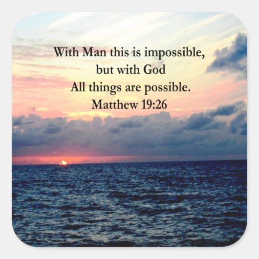 STICKER CARRÉ MOTIVATION DE SLEVER MATTHEW 19:26 PHOTO DESIGN (Devant)