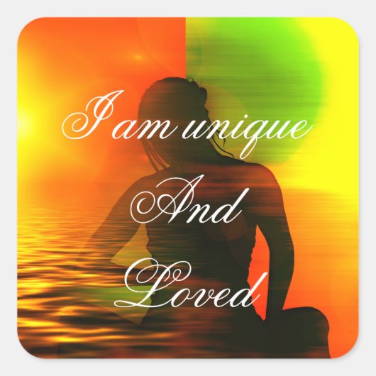 Sticker Carré Motivation positive de l'affirmation sur l'estime (Devant)