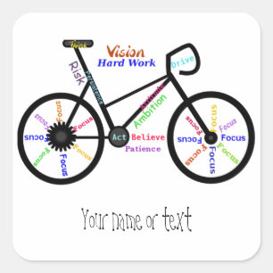 Sticker Carré Motivational Bike, Vélo, Cyclisme, Sport, Hobby
