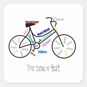 Sticker Carré Motivational Bike, Vélo, Cyclisme, Sport, Hobby