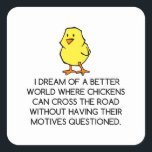 STICKER CARRÉ MOTIVATIONS DE POULET<br><div class="desc">cool,  bande dessinée,  mignonette,  sport vintage,  couple,  amour,  drôle,  science,  rétro</div>