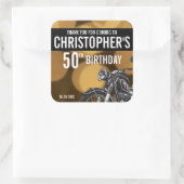 Sticker Carré Moto thème, 50ème anniversaire, Or et noir (Sac)
