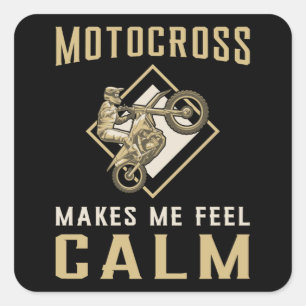 Sticker Carré Motocross Dirt Bike Biker Gardez Le Calme Drôle Ca