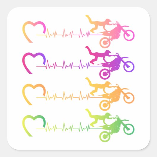 Sticker Carré Motocross Heartbeat Bébé Bodysuit (Devant)