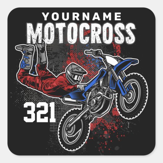 Sticker Carré Motocross Motocross Racing FMX Tricks personnalisé (Devant)