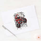 Sticker Carré Motocross Santa Jumping Motorcycle (Enveloppe)