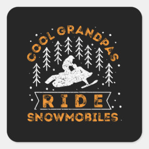 Sticker Carré Motoneige - Grandpas Cool Circuler Motoneiges