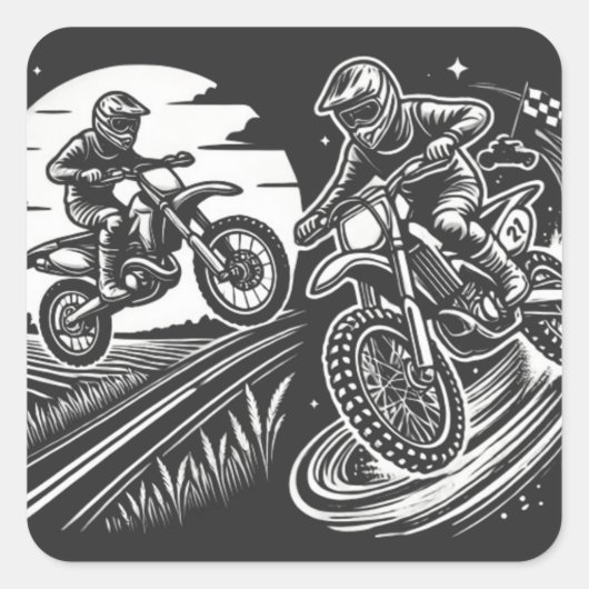 Sticker Carré Motorcycle Biker Motocross Adventure Design (Devant)