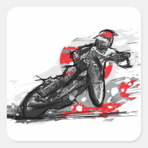 Sticker Carré Motorcycle Racing Speedway Flat Track