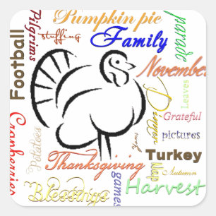 Sticker Carré mots de Thanksgiving
