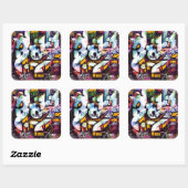 Sticker Carré Mots Graffiti colorés (Feuille)
