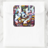 Sticker Carré Mots Graffiti colorés (Sac)