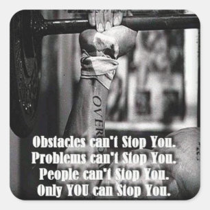 Sticker Carré Mots Motivationnels - Les obstacles ne peuvent pas
