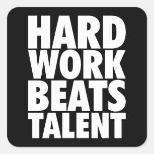 Sticker Carré Mots Motivationnels - Travail Dur bat Talent