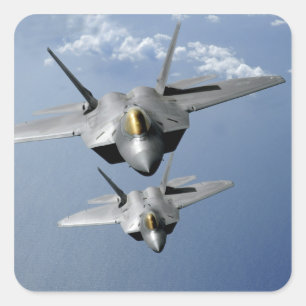 Sticker Carré Mouche de deux F-22 Raptors au-dessus de l'océan