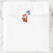 Sticker Carré Mouches Rouges Panda Ballons mignons Animaux Pour  (Sac)