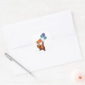 Sticker Carré Mouches Rouges Panda Ballons mignons Animaux Pour  (Enveloppe)