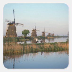 Sticker Carré Moulins à vent, Kinderdijk, Pays-Bas