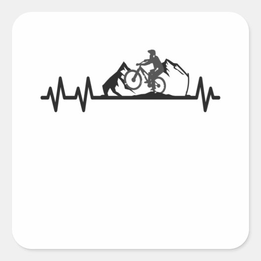 Sticker Carré Mountain Bike Heartbeat Pulse Cyclist (Devant)